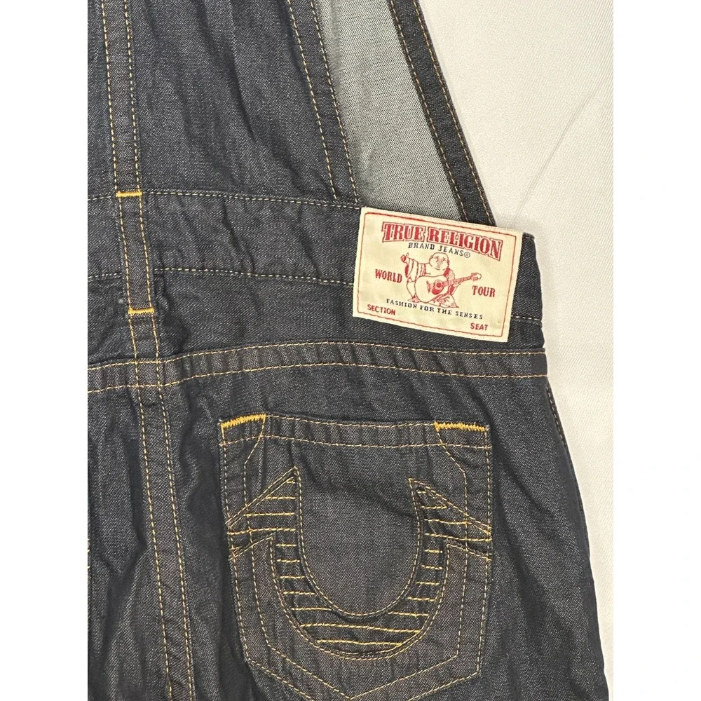 True Religion M Y2K Denim Overalls Moto Biker Carpenter Workwear Grunge 37x31
